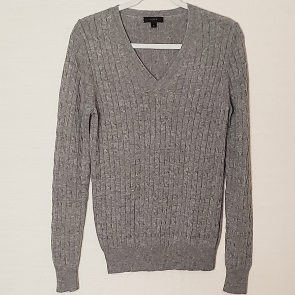 J Crew cambridge cable v neck sweater